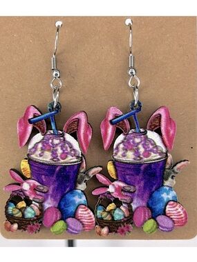Light Weight Wooden Easter Dangle Earrings Fashion Jewelry